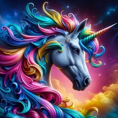 Fantasy unicorn with beautiful colors