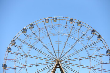 Poster - A large ferris wheel situated in the center of a public park, surrounded by greenery and possibly people