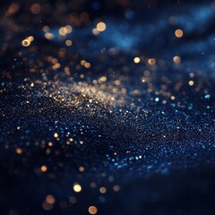 Poster - Sparkling Blue and Gold Bokeh, Glitter, Abstract, Bokeh, Background, Glitter