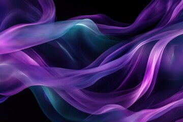 Poster - Shifting patterns of violet and green waves on a dark background