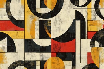 Poster - Chic jazz melody abstract geo motif ongoing design retro with textured features