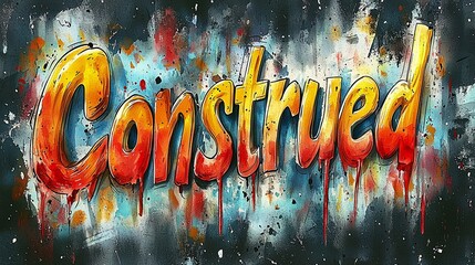 A vibrant graffiti-style artwork showcases the word 'Construed' in bold, colorful letters. The background features artistic splatters and paint strokes for an urban feel.