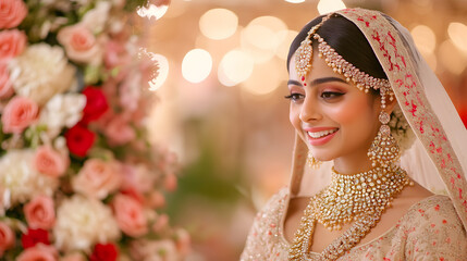 Canvas Print - Indian Bridal Jewelry Photoshoot with Floral Accents | Elegant Traditional Wedding Jewelry and Floral Theme