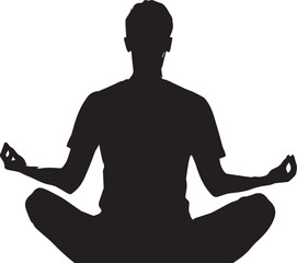 Man doing yoga meditation Silhouette .