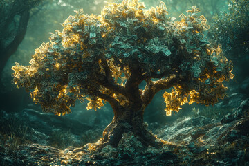 Poster - a tree with money growing as its leaves, reflecting the growth and investment aspects of running a b