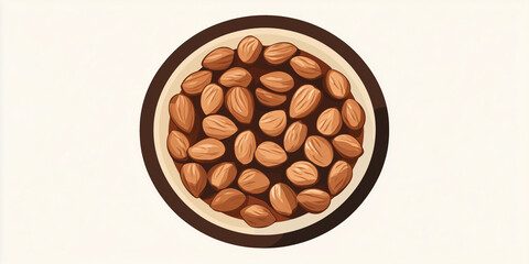 Canvas Print - Nut clusters stacked in the middle of a flat round dish, sweet illustration art