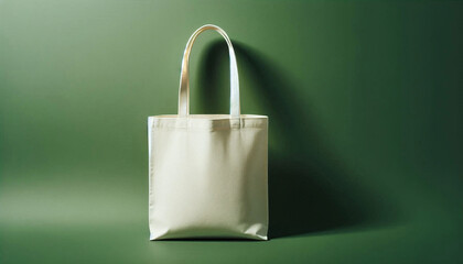 Canvas Print - Off-White Tote Bag Mockup on Green Background