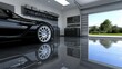 © Viktoriia Kan - This contemporary garage features a shiny concrete floor reflecting a stylish car, with neatly arranged tools enhancing the professional ambiance of the space