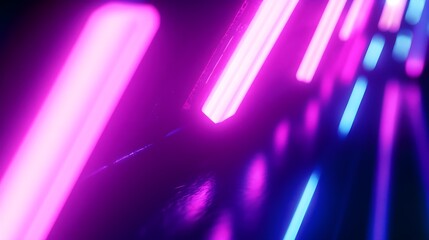 Wall Mural - Realistic neon lights glowing on a dark background image
