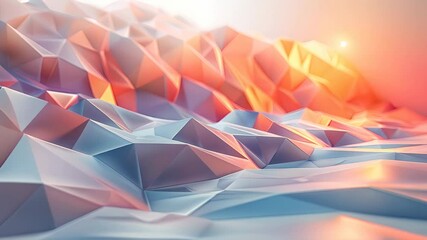 Poster - Abstract Geometric Background with Low Poly Design in Blue and Orange Colors