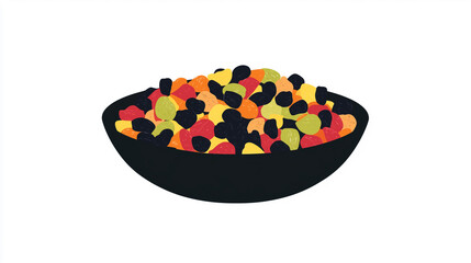 Wall Mural - Pile of dried fruits in the center of a large shallow dish, sweet illustration art