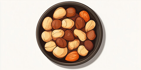 Poster - Small bowl with nut clusters, no decorations, sweet illustration art