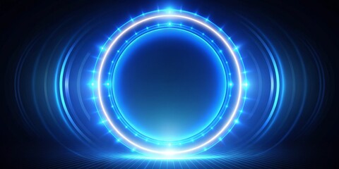 Wall Mural - Abstract Futuristic Blue Circle Glowing Light, Technology, Background , Cyberpunk