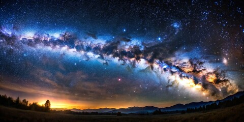 Milky Way Over Mountain Silhouette, Night Sky, Starry, Galaxy, Nature, Stars, Space