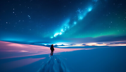 Poster - The charm of light and shadow under the Arctic night sky, exploring and experiencing in nature.