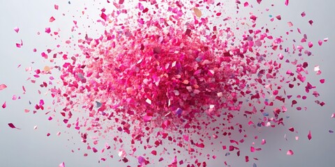 Wall Mural - Pink Petal Explosion A 3D Render of Confetti, explosion, petals