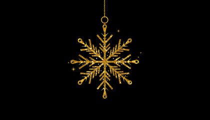 Wall Mural - golden snowflake merry christmas decoration glitter eps10 vector illustraton isolated with white highlights, png