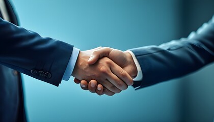 Wall Mural - Handshake representing partnership and collaboration against a professional blue backdrop