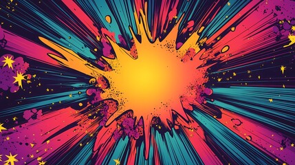 Wall Mural - Abstract Colorful Explosion with Starry Background