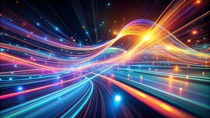 Wall Mural - abstract background with smooth lines in neon colors and light effects for dynamic design