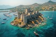 Stunning Aerial View of Bodrum Castle and Marina: Panoramic Landscape of Turkey's Coastal Beauty