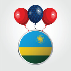 Wall Mural - Celebration Rwanda National Flag With Balloons