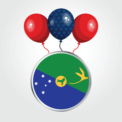 Wall Mural - Celebration Christmas Island National Flag With Balloons