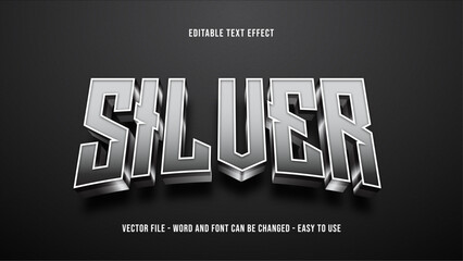 Wall Mural - Silver text effect, shiny editable text style effect