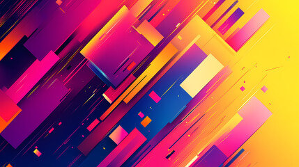 Wall Mural - a dynamic background with geometric shapes in varying sizes and vibrant colors, creating a lively an