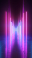 Wall Mural - Neon corridor with glowing pink and blue