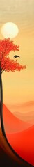 Wall Mural - A whimsical autumn landscape illustration with bold shapes. 