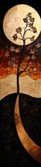 Wall Mural - A whimsical autumn landscape illustration with bold shapes. 
