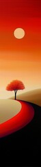 Wall Mural - A whimsical autumn landscape illustration with bold shapes. 