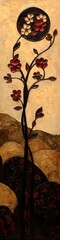 Wall Mural - A whimsical autumn landscape illustration with bold shapes. 