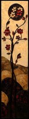 Wall Mural - A whimsical autumn landscape illustration with bold shapes. 