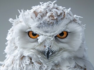 Poster - Snowy Owl Close Up: A Frozen Portrait of a Majestic Bird