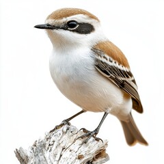 northern wheatear perches elegantly on a branch, its white and brown feathers contrasting beautifull