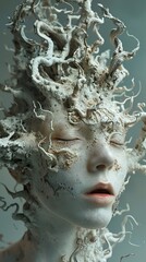 Wall Mural - Surreal Portrait: A Dreamlike Exploration of Organic Forms