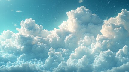 Sticker - Fluffy white clouds in a bright blue