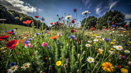 field of flowersfield, flower, poppy, nature, meadow, summer, landscape, flowers, spring, sky, poppies, grass, red, blue, countryside, plant, garden, wild, bloom, agriculture, blossom, flora, beautifu