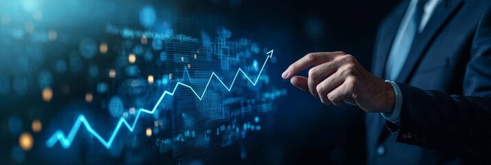 Wall Mural - An entrepreneur draws a project plan and strategy for business growth for next year and analyzes economic trends for sustainable growth and development of the corporation.