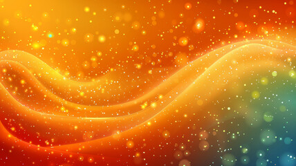 Poster - An abstract design showcasing swirling waves of orange and blue, adorned with shimmering sparkles that create a dynamic, energetic atmosphere suitable for various creative projects.