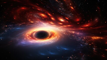 Wall Mural - a swirling black hole in the center of a vibrant nebula, surrounded by a sea of stars and glowing ga