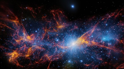 Wall Mural - A vibrant nebula explodes with color and light against a backdrop of twinkling stars.