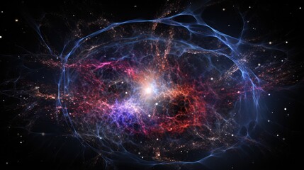 Wall Mural - A vibrant nebula bursts with color and light, swirling with energy and mystery.