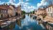 © Sofia - city canal. Boats at the pier. Ancient city