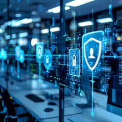data digital security concept in office interior