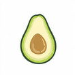 © AI_images_for_people - Flat illustration of a sliced avocado with visible seed, featuring clean lines and minimalistic details, on a white background.