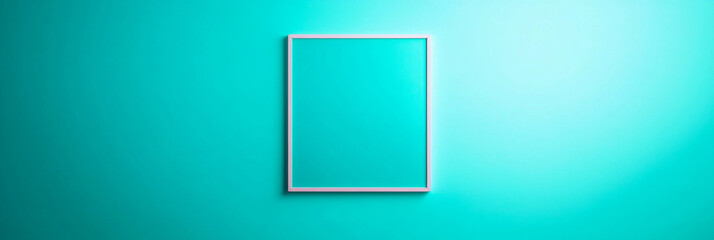 Wall Mural - Blank frame on a teal wall.