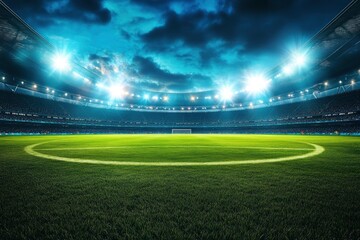 Wall Mural - the soccer stadium with the bright lights , ai